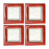 Glass Dinnerware 6" x 6" Square Pink Purple Glass Plate (Set of 4)